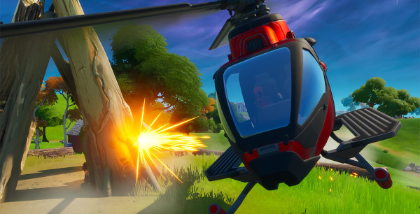 Fortnite: Vuela con un Choppa bajo el Puente de Acero púrpura, rojo y azul, desafío