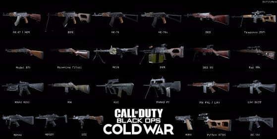Black Ops Cold War: Lista completa de todas las armas del multijugador y para Warzone