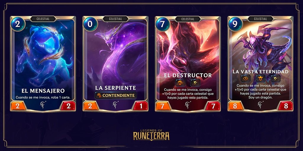 LoR Llamada de la Montaña Todas las cartas celestiales