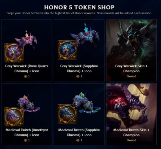 La tienda de Honor 5 ofrece recompensas muy poco atractivas - League of Legends