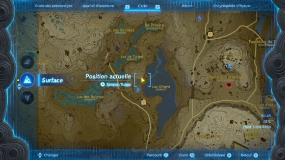 La posición en el mapa - The Legend of Zelda: Tears of the Kingdom