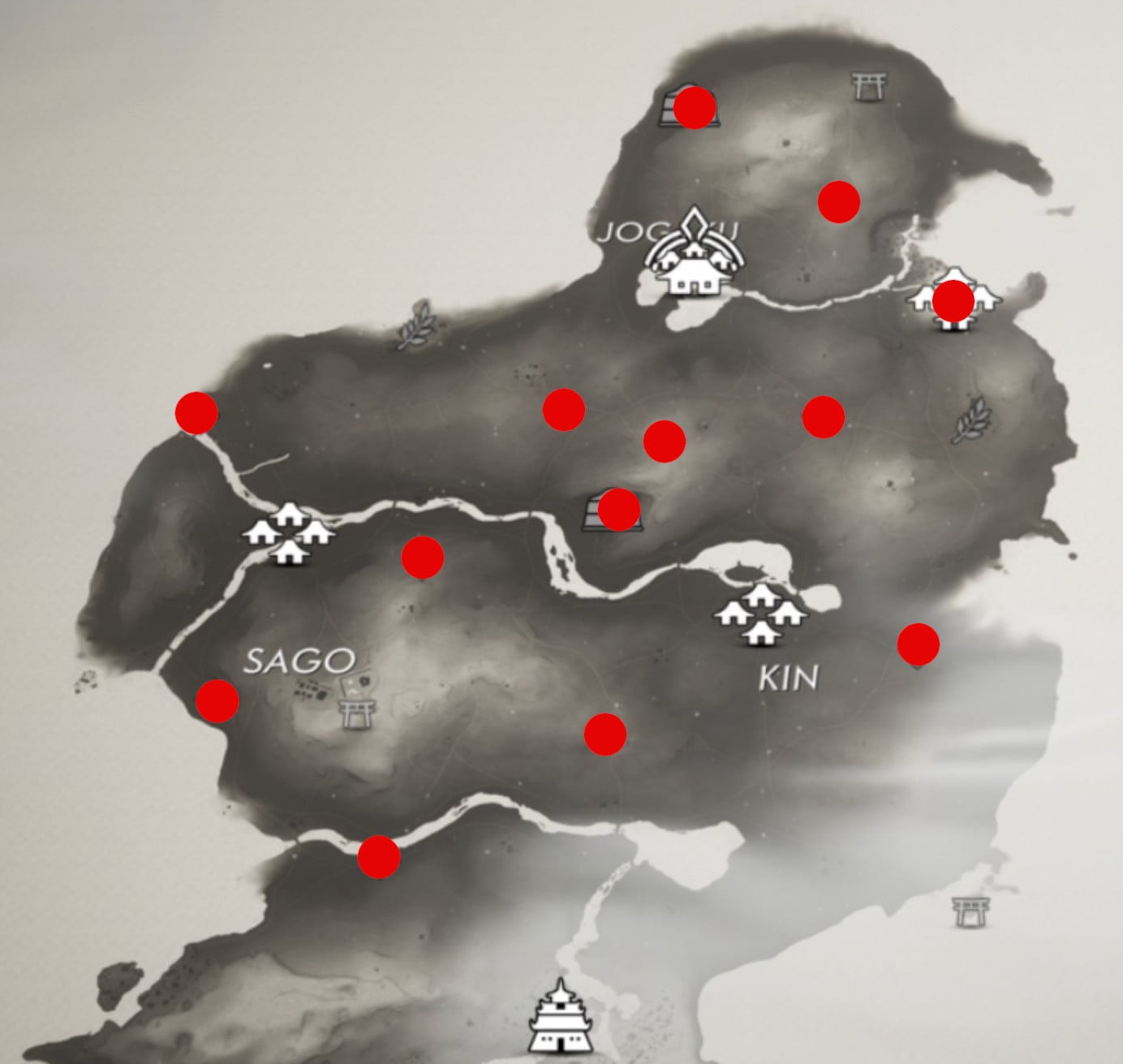 Posición de los campamentos ocupados por actos - Guía de Ghost of ...