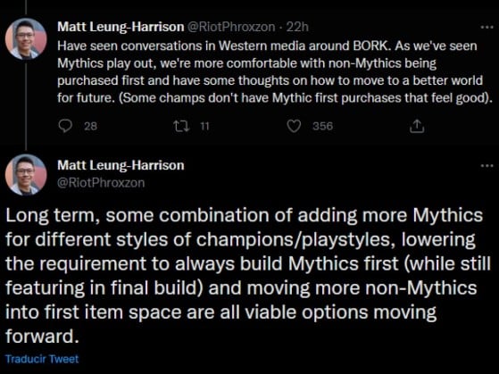 Los dos tuits clave sobre los objetos míticos de un empleado de Riot Games - League of Legends