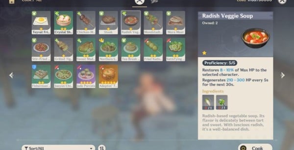 Genshin Impact: Lista de todas las recetas, comidas y sus efectos