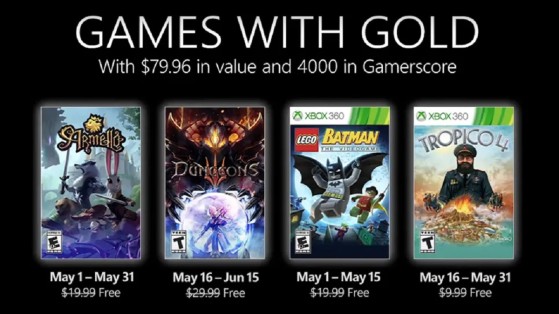 Juegos con Gold de mayo de 2021: Armello, Dungeons 3, Batman y Tropico 4 gratis para suscriptores