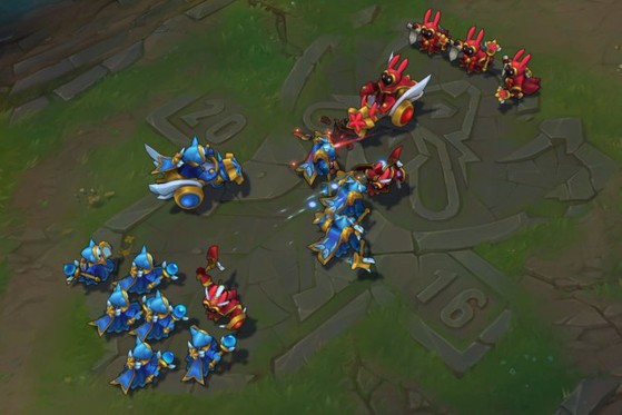 Los minions se agrupan en oleadas - League of Legends