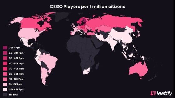 Así se reparten por el mundo los jugadores de CS:GO - Counter Strike : Global Offensive