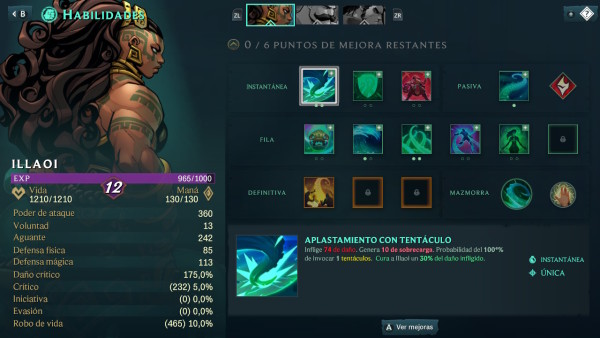 Habilidades de Illaoi a mitad de la aventura. - Ruined King