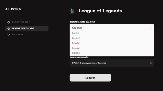 En EUW, solo podemos elegir cinco idiomas para el juego - League of Legends