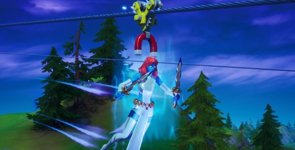 Fortnite: Utiliza una tirolina para desplazarte de Ciudad Comercio a Acumulaciones Airadas, desafío