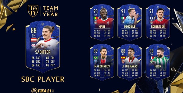 FUT 21:  Cómo conseguir a Marcel Sabitzer mención honorífica TOTY SBC, coste, solución y recompensas
