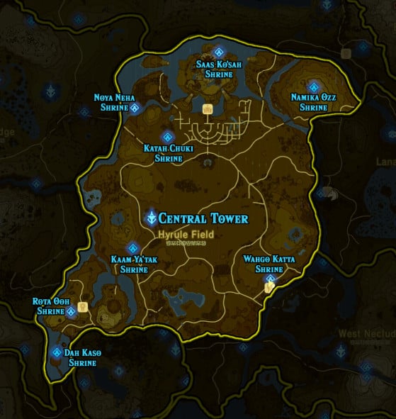 zelda breath of the wild all shrines location map