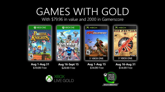 Games with Gold agosto 2020: Portal Knights, Override: Mech City Brawl, MX Unleashed, Red Faction II