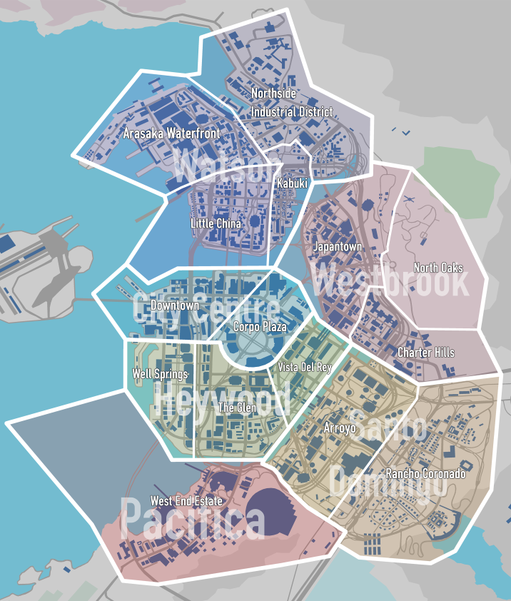Cyberpunk 2077 Mapa completo de Night City, ubicaciones, distritos y