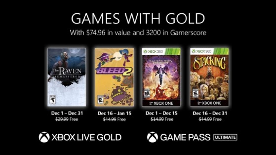 Estos son los juegos gratis con Gold de Xbox en diciembre: The Raven, Bleed 2, Saints Row y Stacking