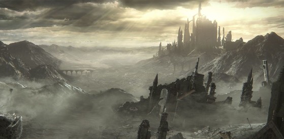 Paisaje desértico y ruinas inspiradas en Dark Souls 3. - Elden Ring