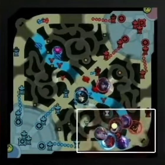 Esta era la situación del mapa 30 segundos antes de que T1 consiguiera el Barón Nashor - League of Legends