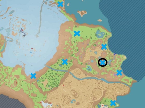 La zona en la que se encuentra el sello coincide en el mapa con una estaca - Pokémon Escarlata y Púrpura