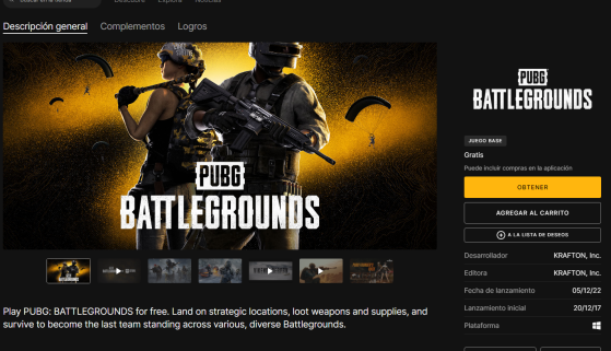 PUBG: Llegando a otra tienda digital, ya puedes jugar el popular Battle Royal en la Epic Store