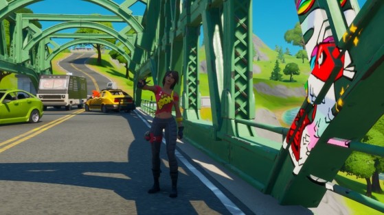 Fortnite: Visita el puente de acero rojo, amarillo, verde, azul y púrpura, desafío de Deadpool