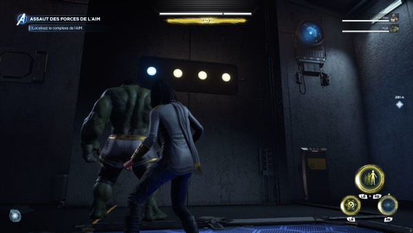 La puerta dice que tiene 4 botones. - Marvel's Avengers