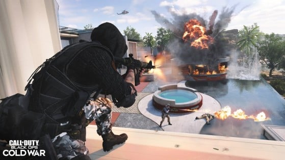El lanzallamas se aprecia claramente en la zona inferior, debajo de la piscina - Call of Duty: Black Ops Cold War