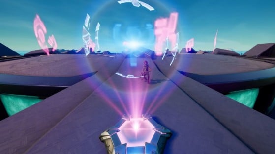 Fortnite: Utiliza una plataforma de holograma alienígena situada sobre el ovni de fiesta, desafío