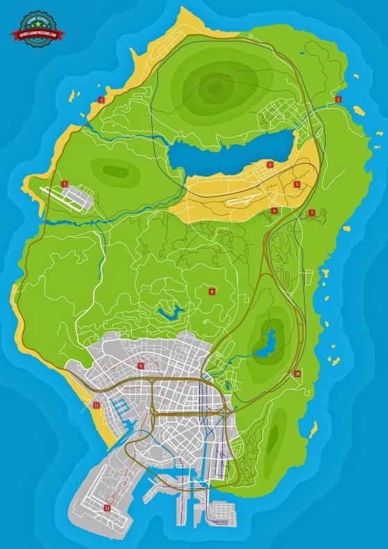 Mapa de vehículos únicos - GamePressure - GTA 5