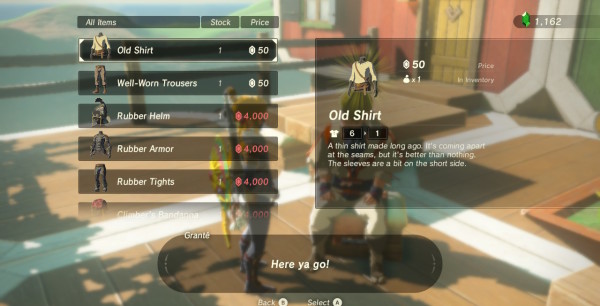 Guía de Zelda BotW: ¿Cómo volver a comprar ropas?