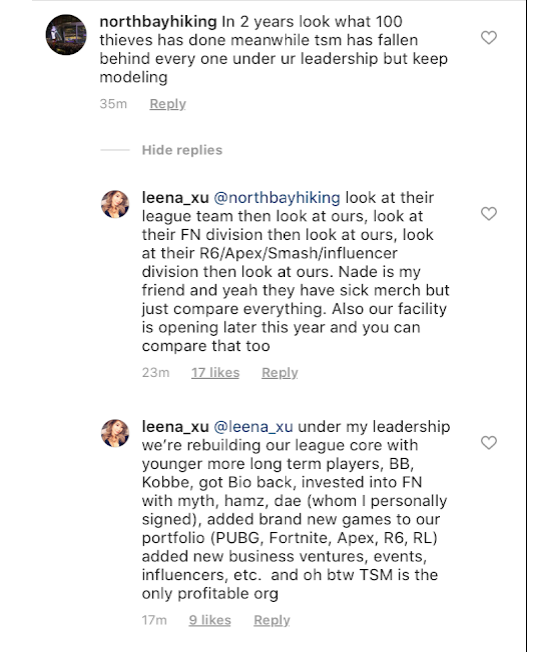 A través de un comentario en Instagram, Leena Xu realiza estas declaraciones. - League of Legends