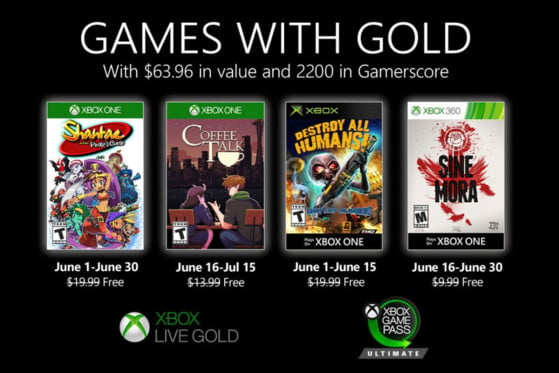 Anunciados los Games with Gold de junio 2020: Shantae, Coffee Talk, Destroy All Humans y Sine Mora