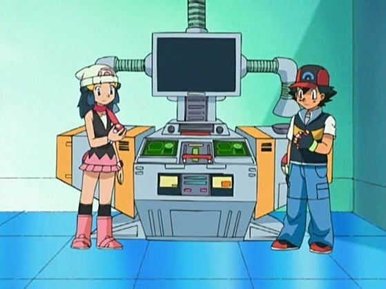 En el anime también hay máquinas para los intercambios Pokémon. - Leyendas Pokémon: Arceus